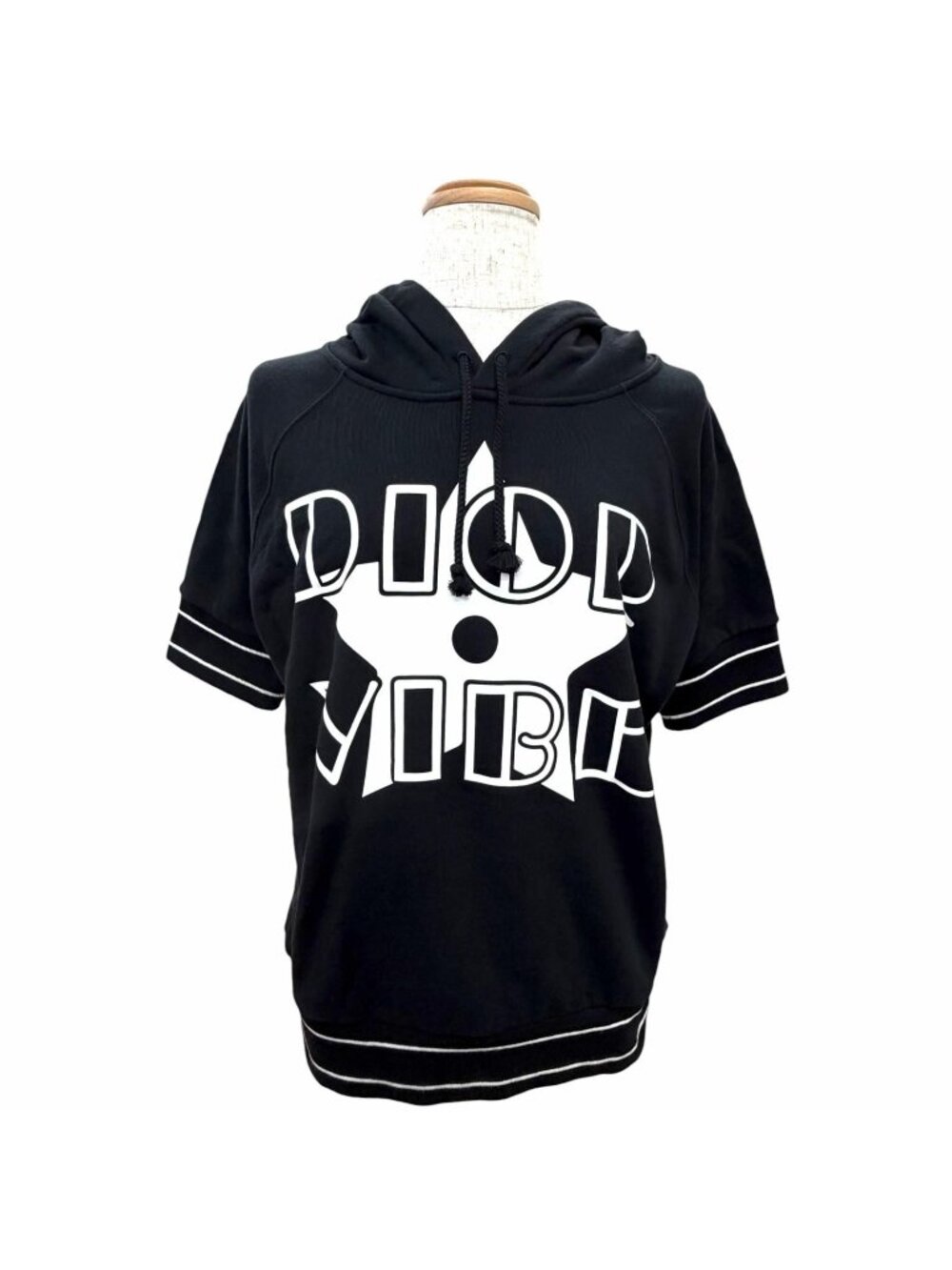 Dior Vibe Cotton 100% Star Short Sleeve Hoodie Black XS